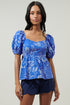 Amaya Mixed Print Cirus Back Tie Peplum Top